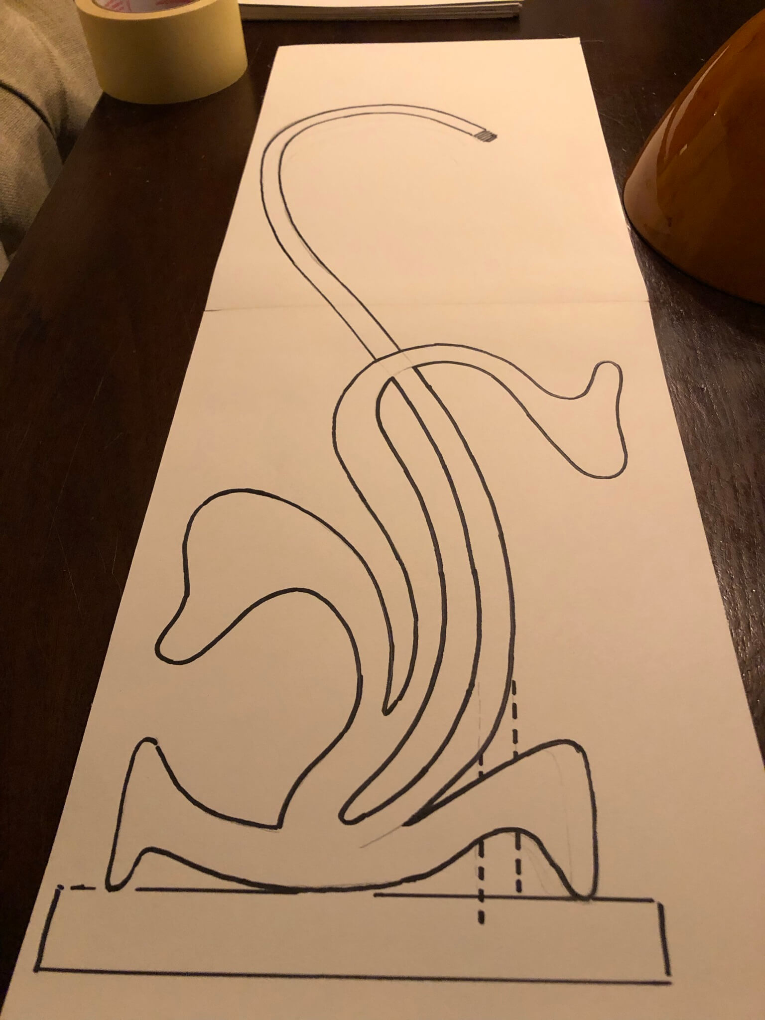 Wiegman Woodwork Tekening lamp uitwerking